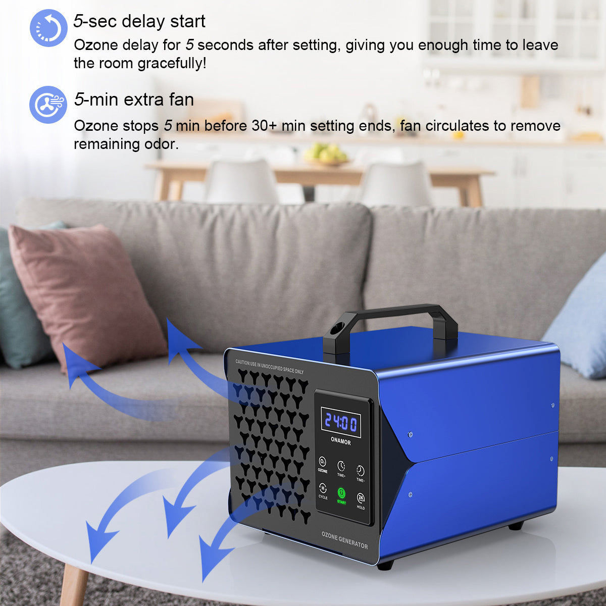 Portable Ozone Generator Touch control O3 Air Purifier Cleaner 99000mg