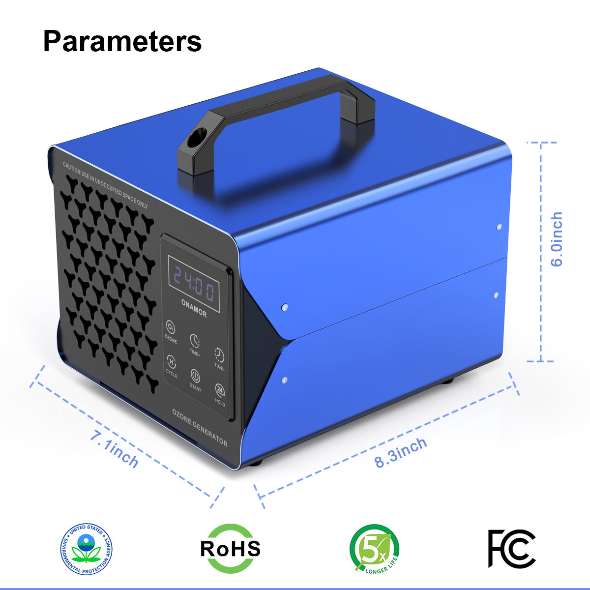 Portable Ozone Generator Touch control O3 Air Purifier Cleaner 99000mg